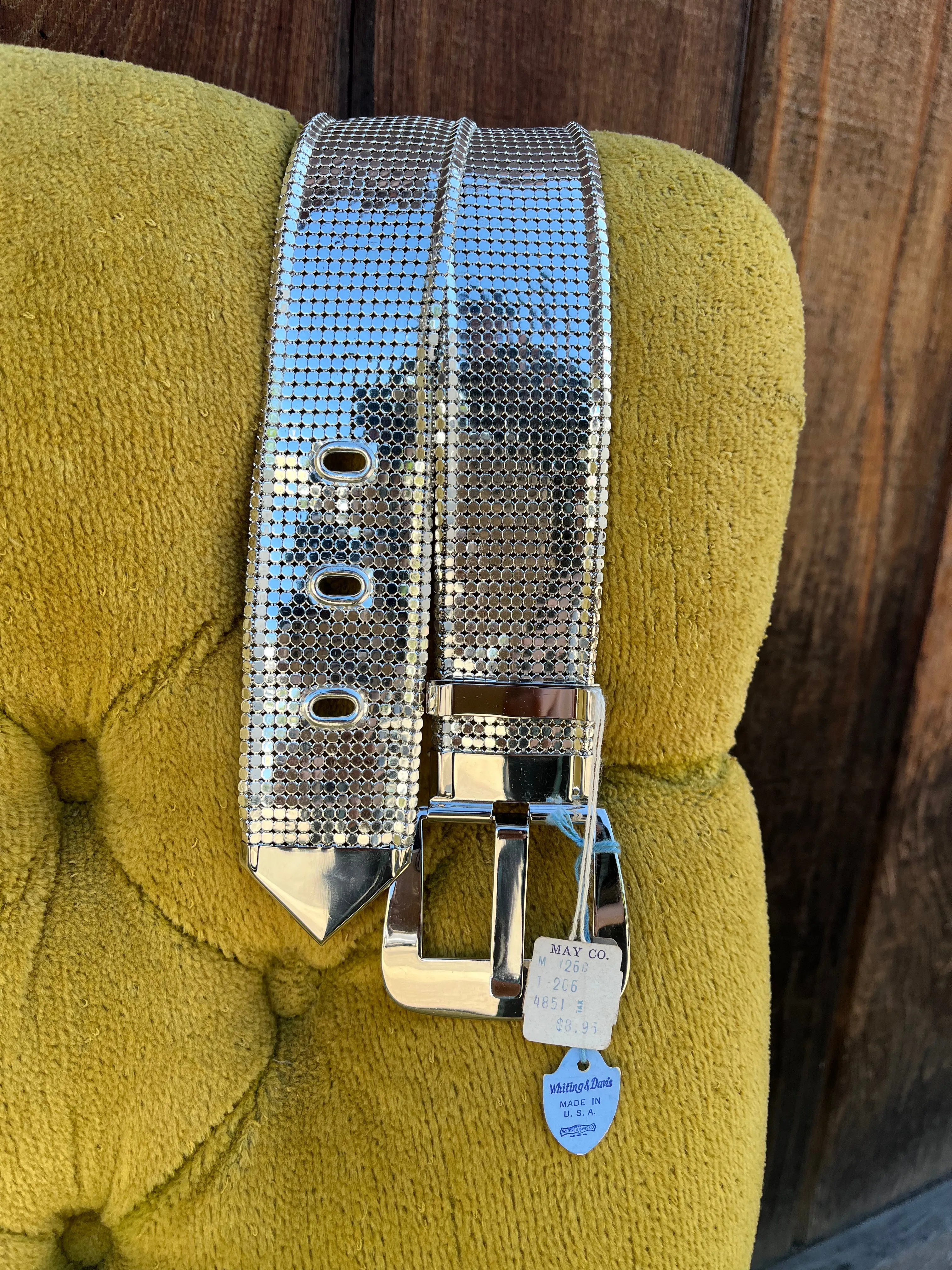 1980s Whiting & Davis Silver Mesh Belt NOS