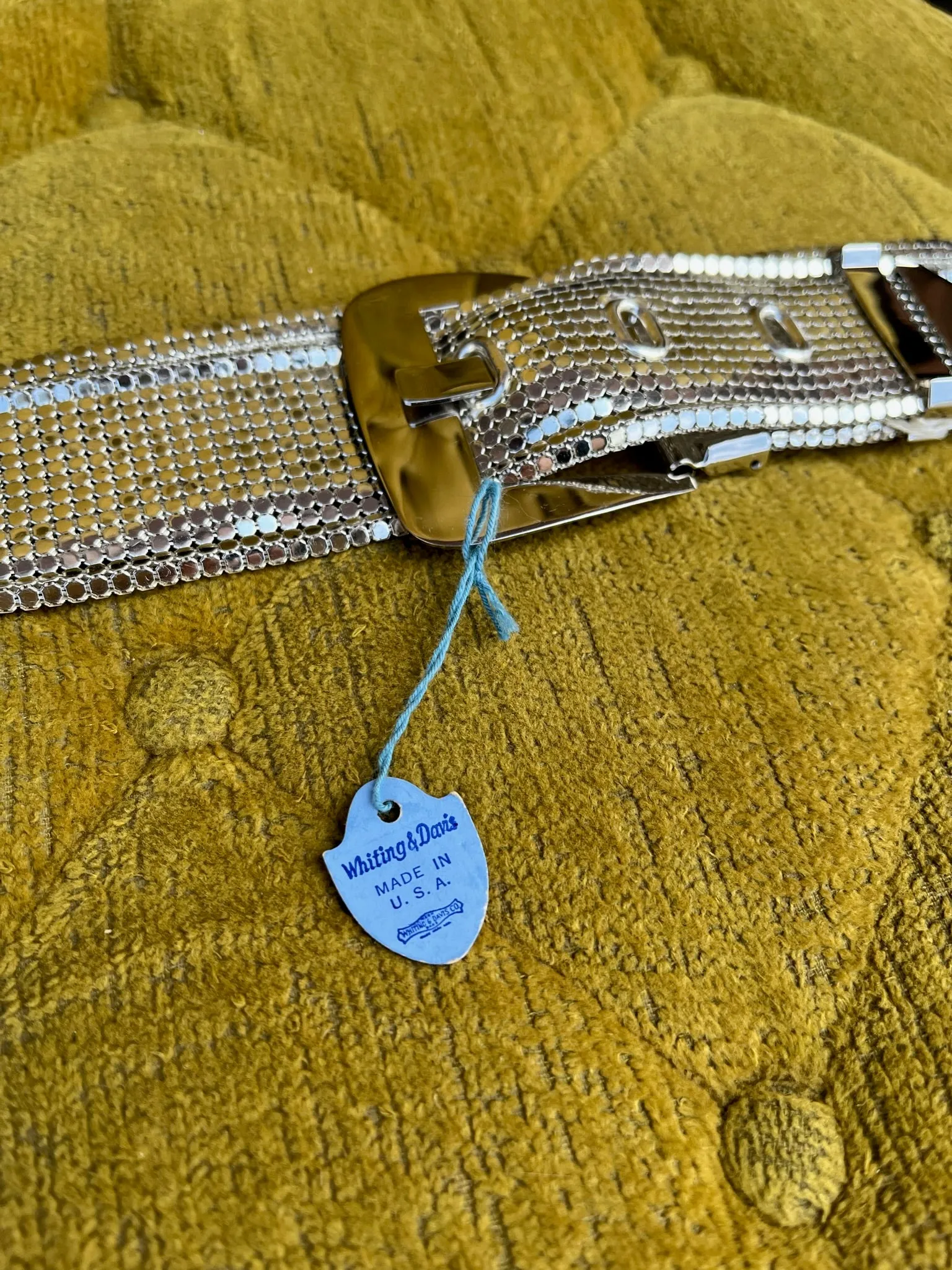 1980s Whiting & Davis Silver Mesh Belt NOS