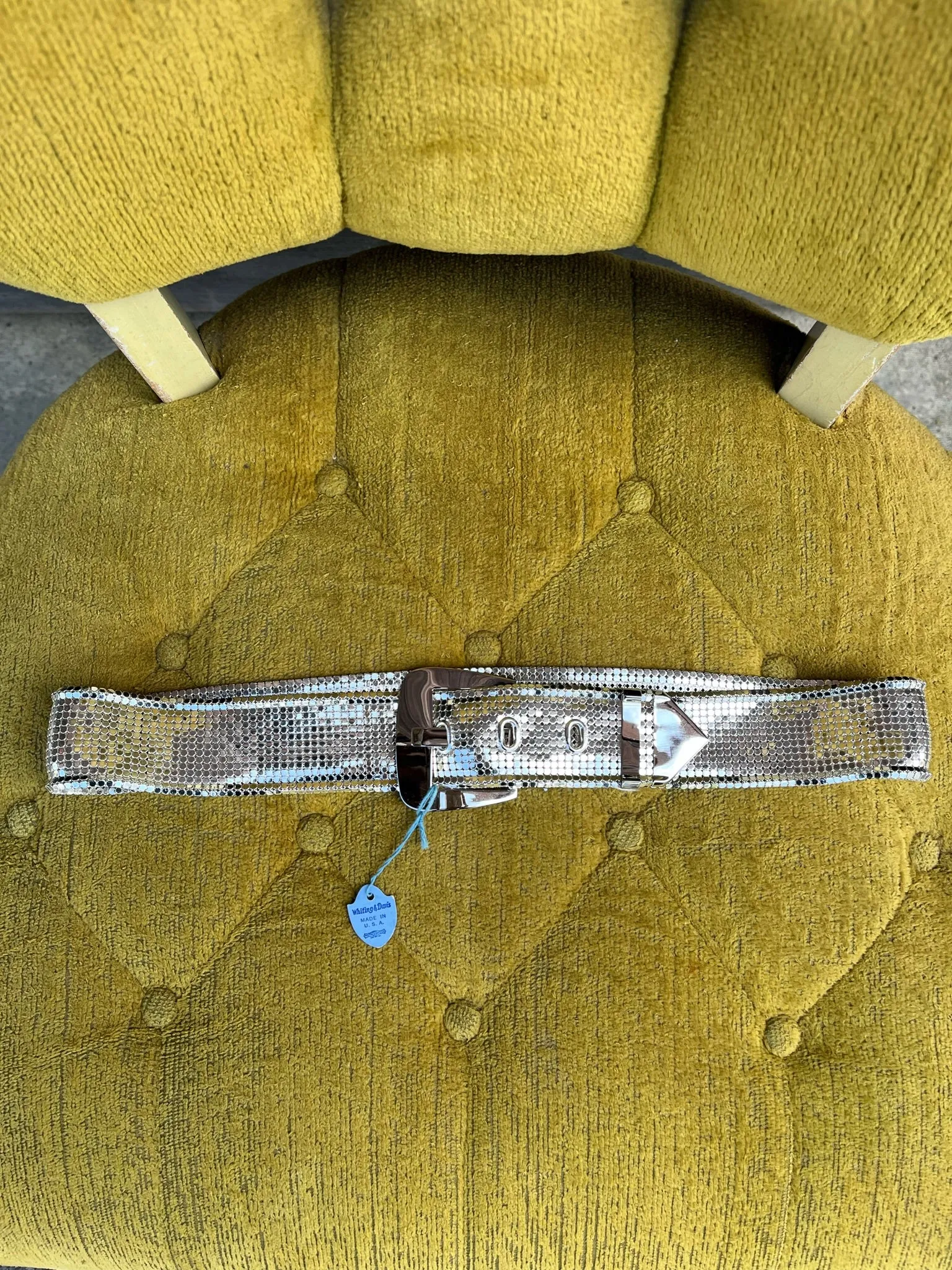 1980s Whiting & Davis Silver Mesh Belt NOS