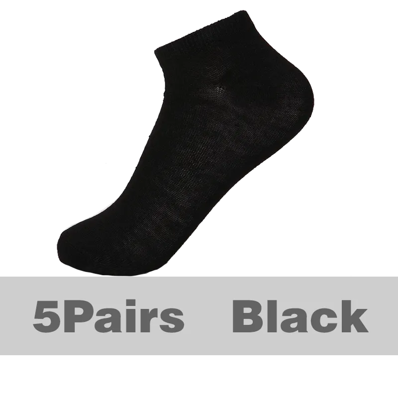 5pairs Men's Cotton Plain Color Breathable Anti-skid Sweat Resistant Sports Ankle Socks