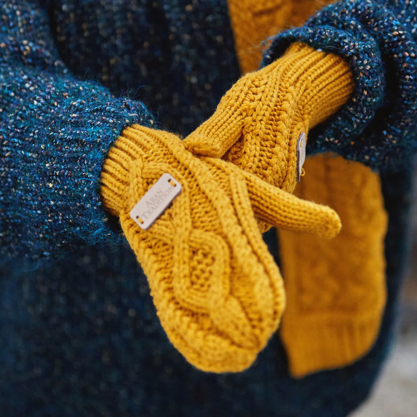 Aran Cable Knit Mittens