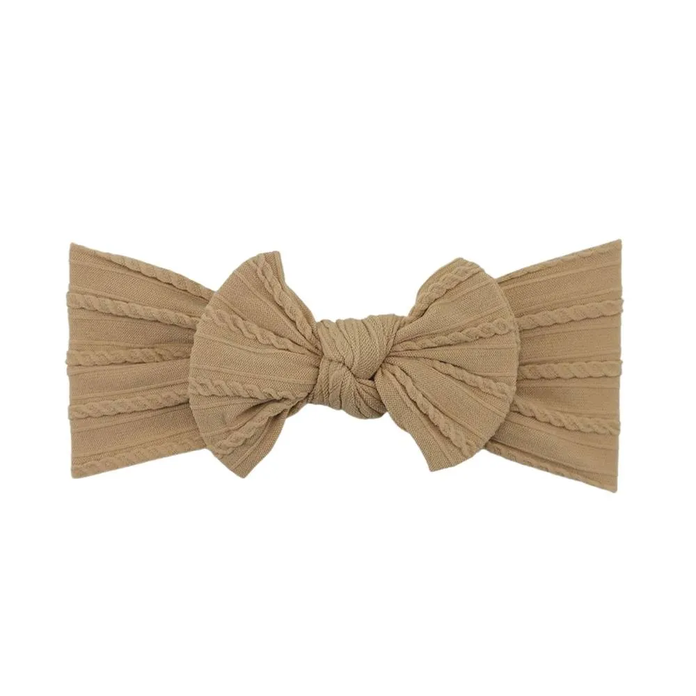 Baby Top Knot Single Bow Headband Latte