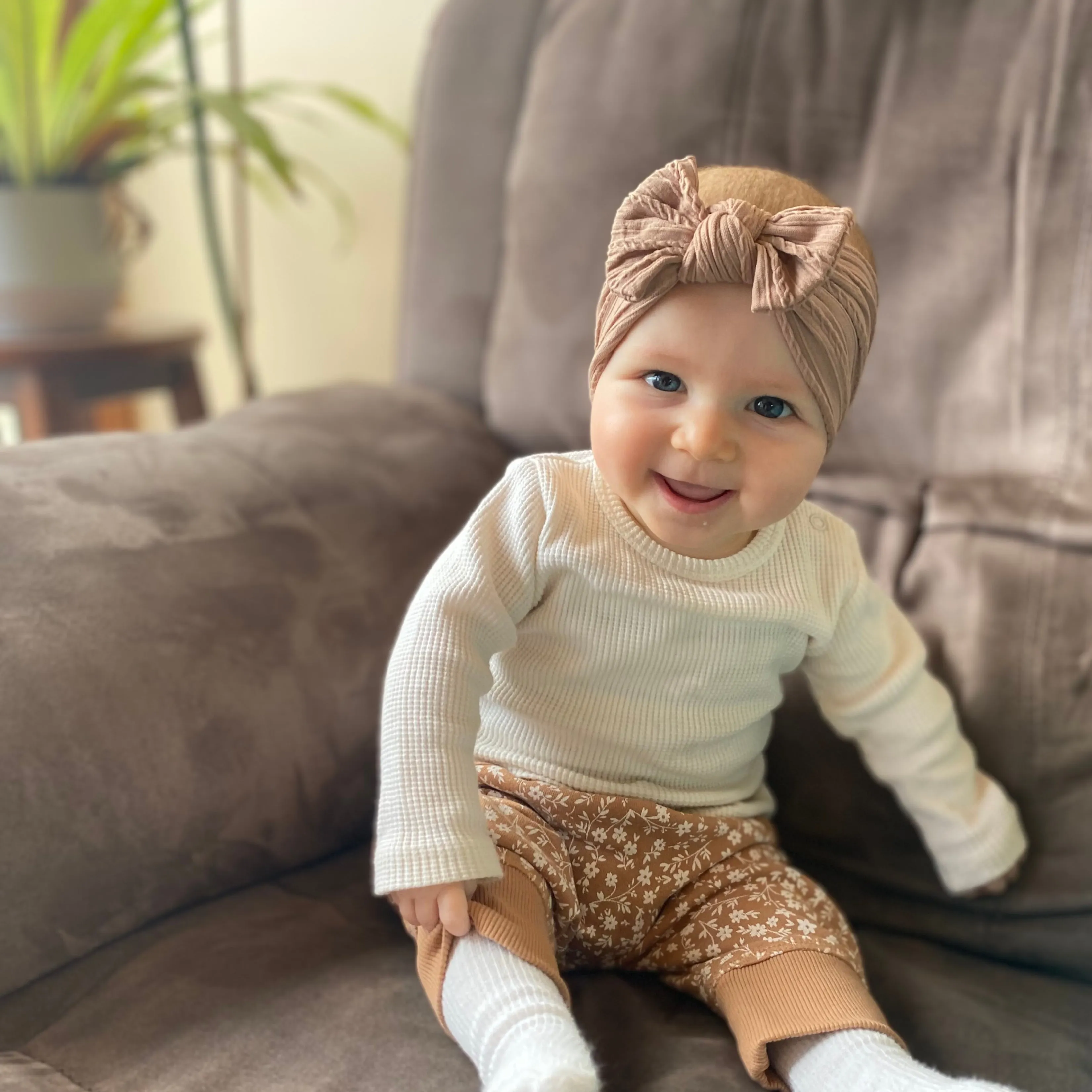 Baby Top Knot Single Bow Headband Wisteria