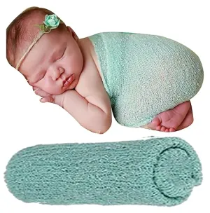 Babymoon Mohair Stretchable Baby Photography Shoot Wrap Cloth - Green