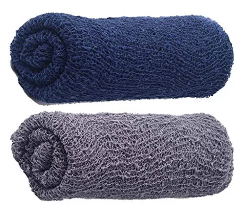 Babymoon Mohair Stretchable Baby Photography Shoot Wrap Cloth - Pack Of 2 ( Darkblue-Grey )