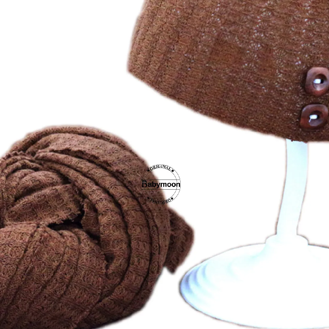 Babymoon Stretchable Baby Wrap & Knotty Cap New Born Photography Photohoot Prop-Brown