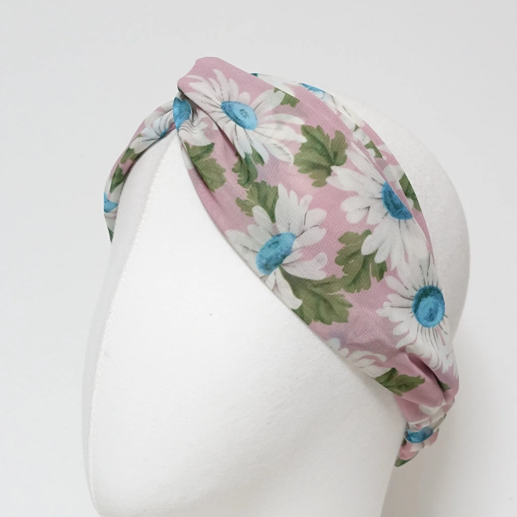 chiffon flower print cross headband chrysanthemum motivated hairband womens headband