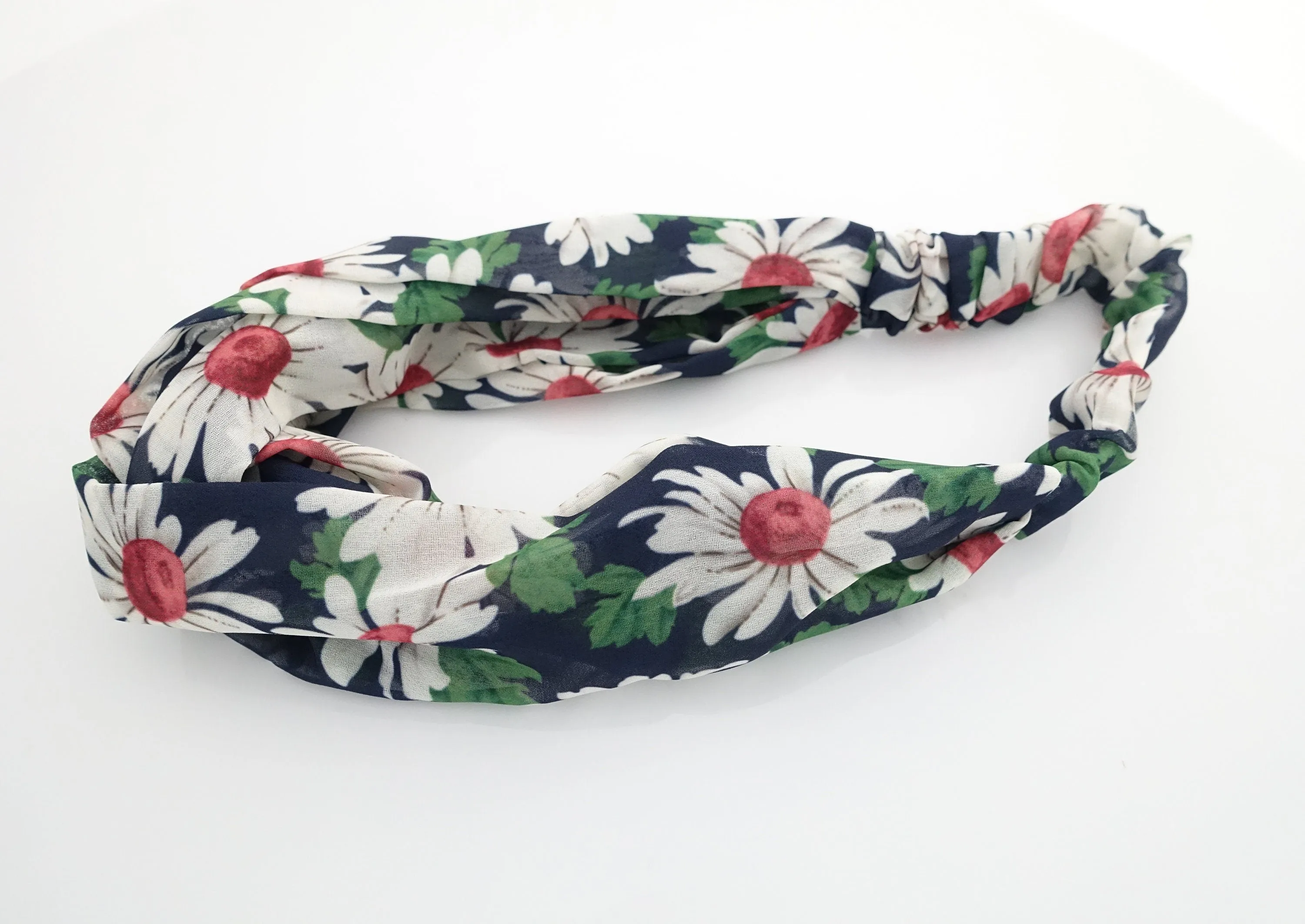 chiffon flower print cross headband chrysanthemum motivated hairband womens headband