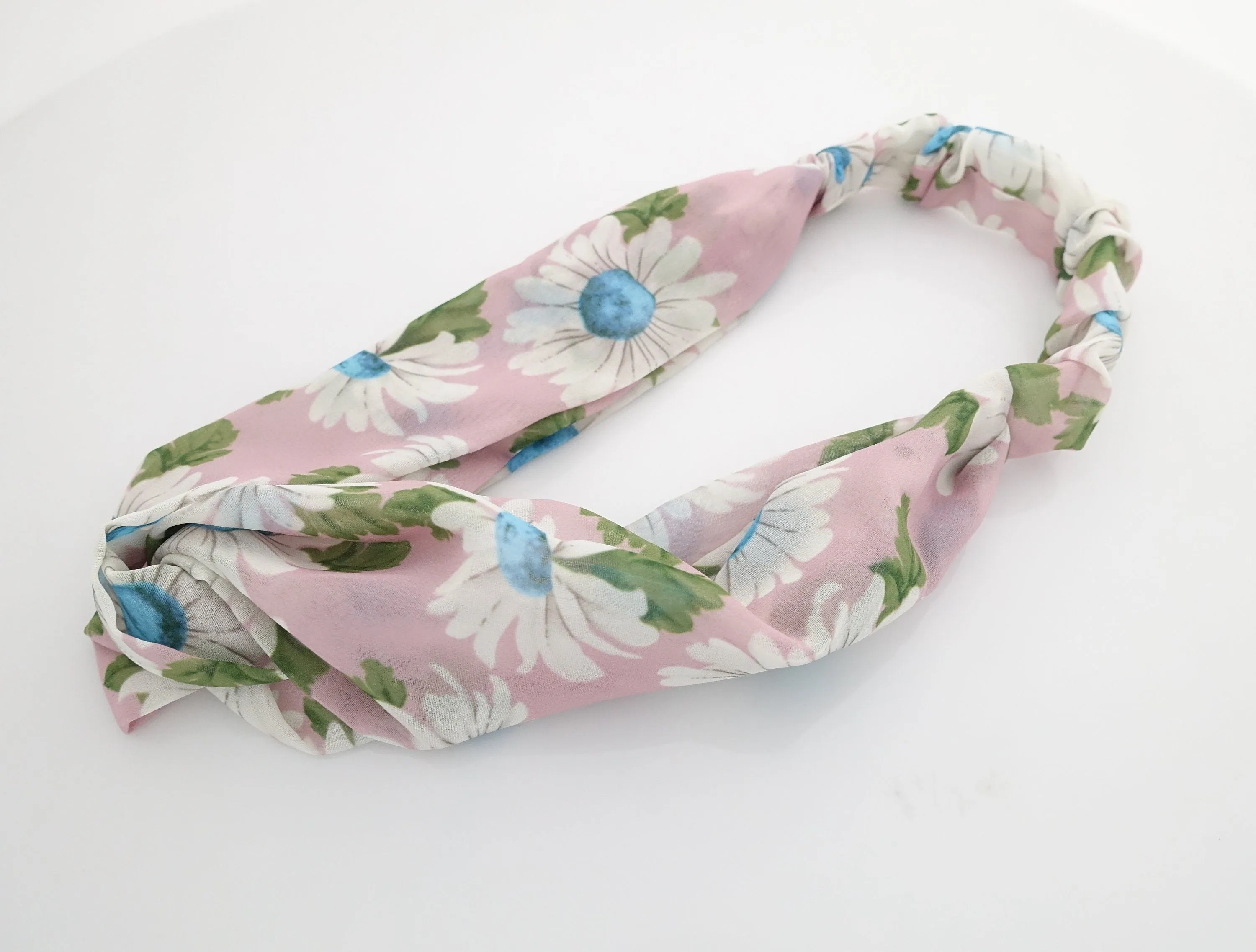 chiffon flower print cross headband chrysanthemum motivated hairband womens headband