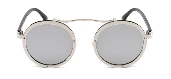 Classy Men Silver Retro Round Sunglasses