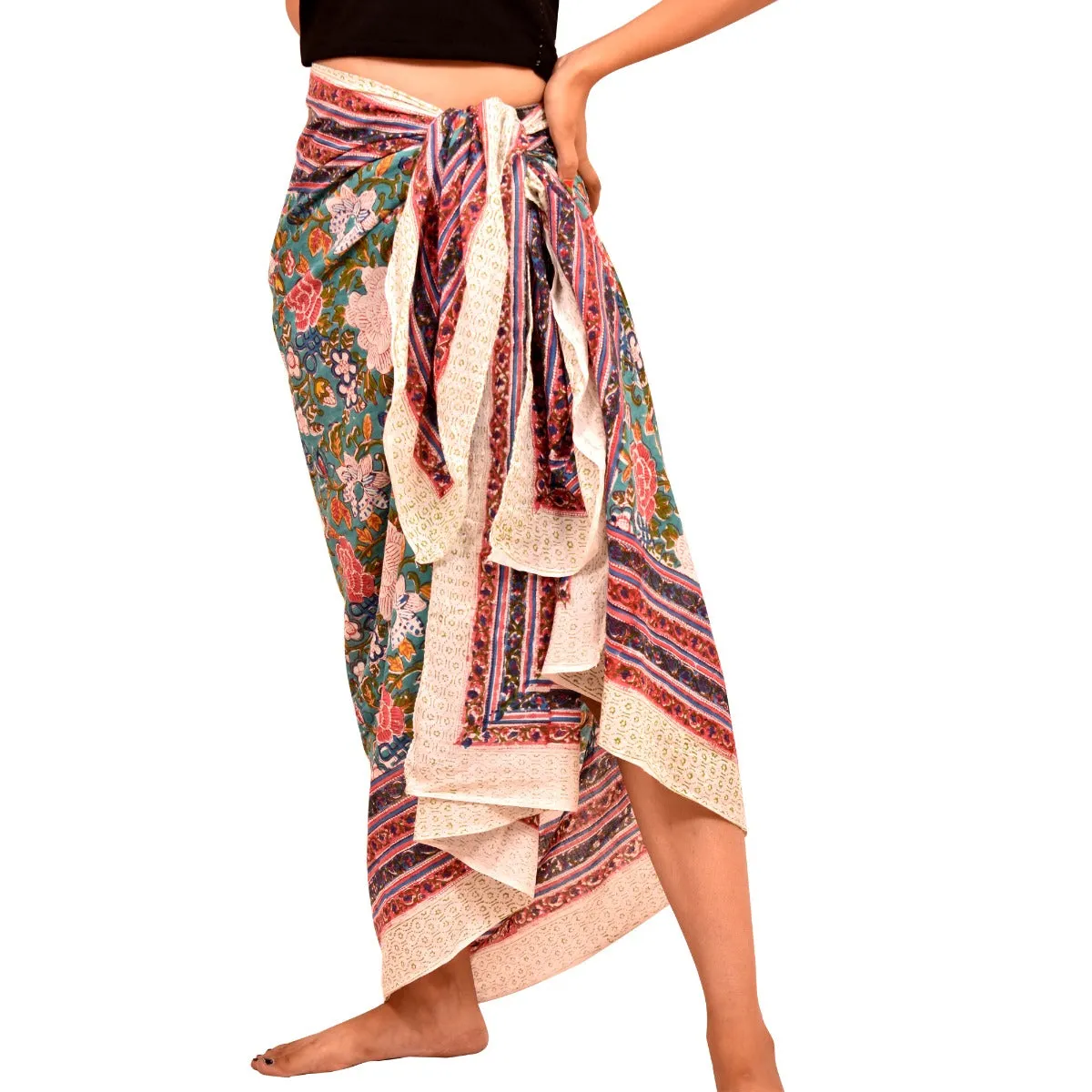 Cotton Block Printed Long Stole Sarong Scarf Women's Dupatta - CraftJaipur