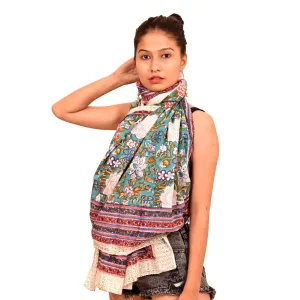 Cotton Block Printed Long Stole Sarong Scarf Women's Dupatta - CraftJaipur