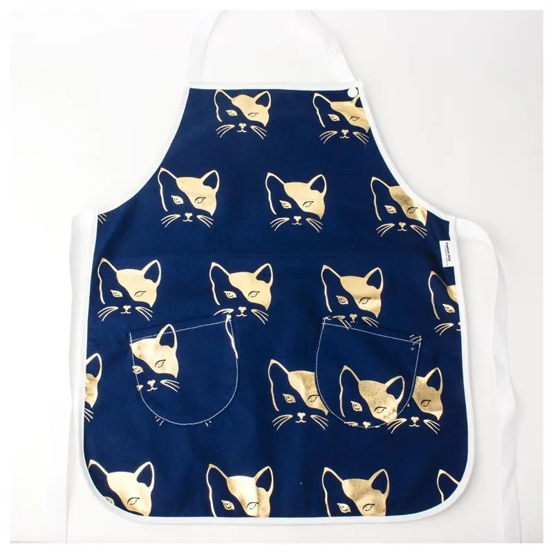 Cotton Flat Front Kids Apron – Gold Cat