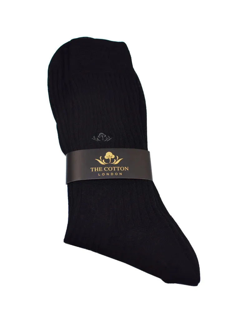 Cotton Lisle Tailored Socks - Black