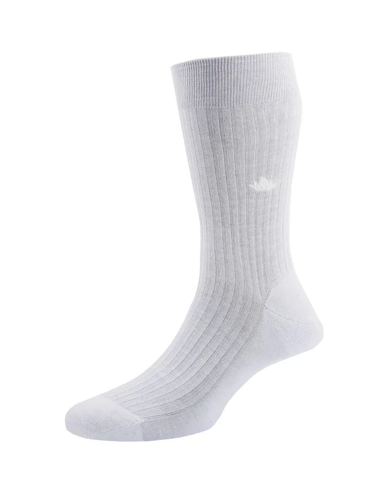 Cotton Lisle Tailored Socks - White