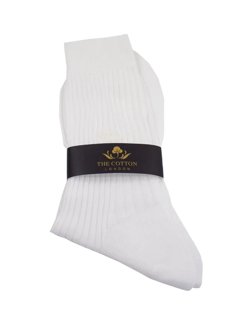 Cotton Lisle Tailored Socks - White