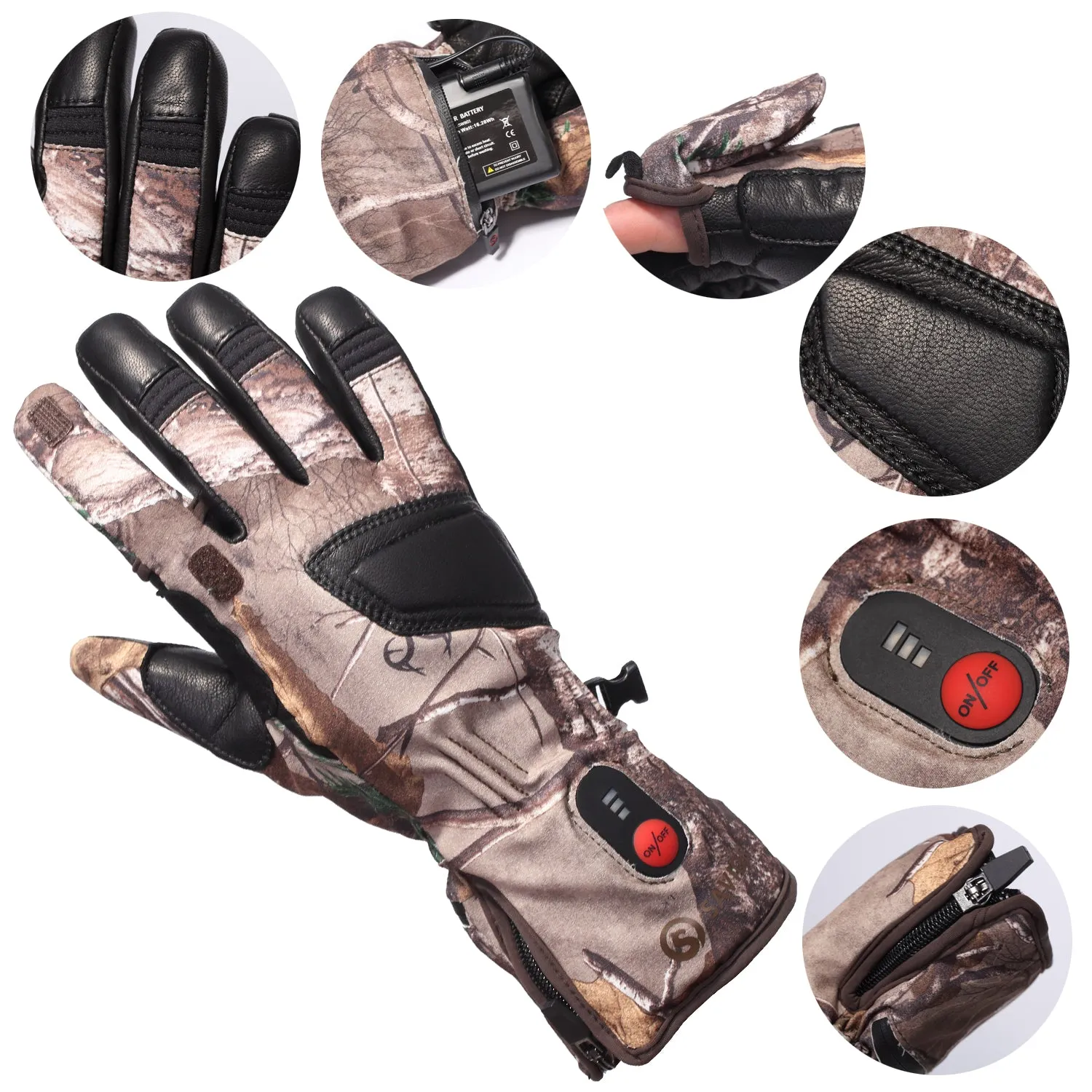 DAY WOLF Heated Camo Gloves With Removable Index Finger