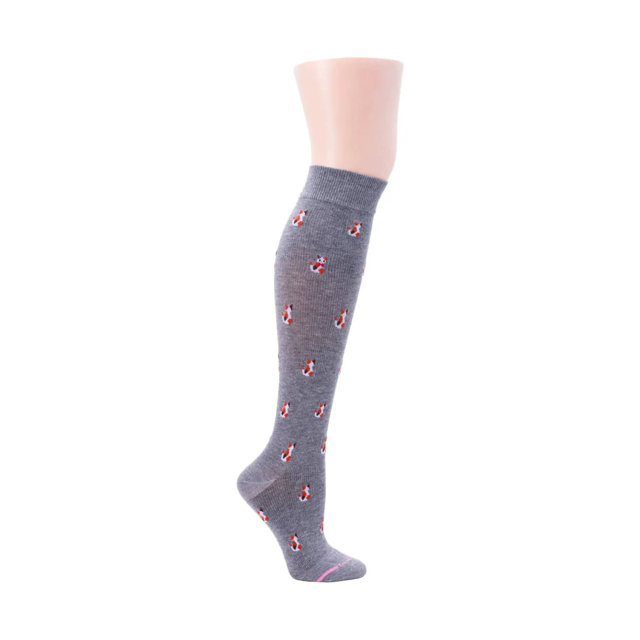 Dr. Motion Women's Cats Knee High Compression Socks - Grey Heather