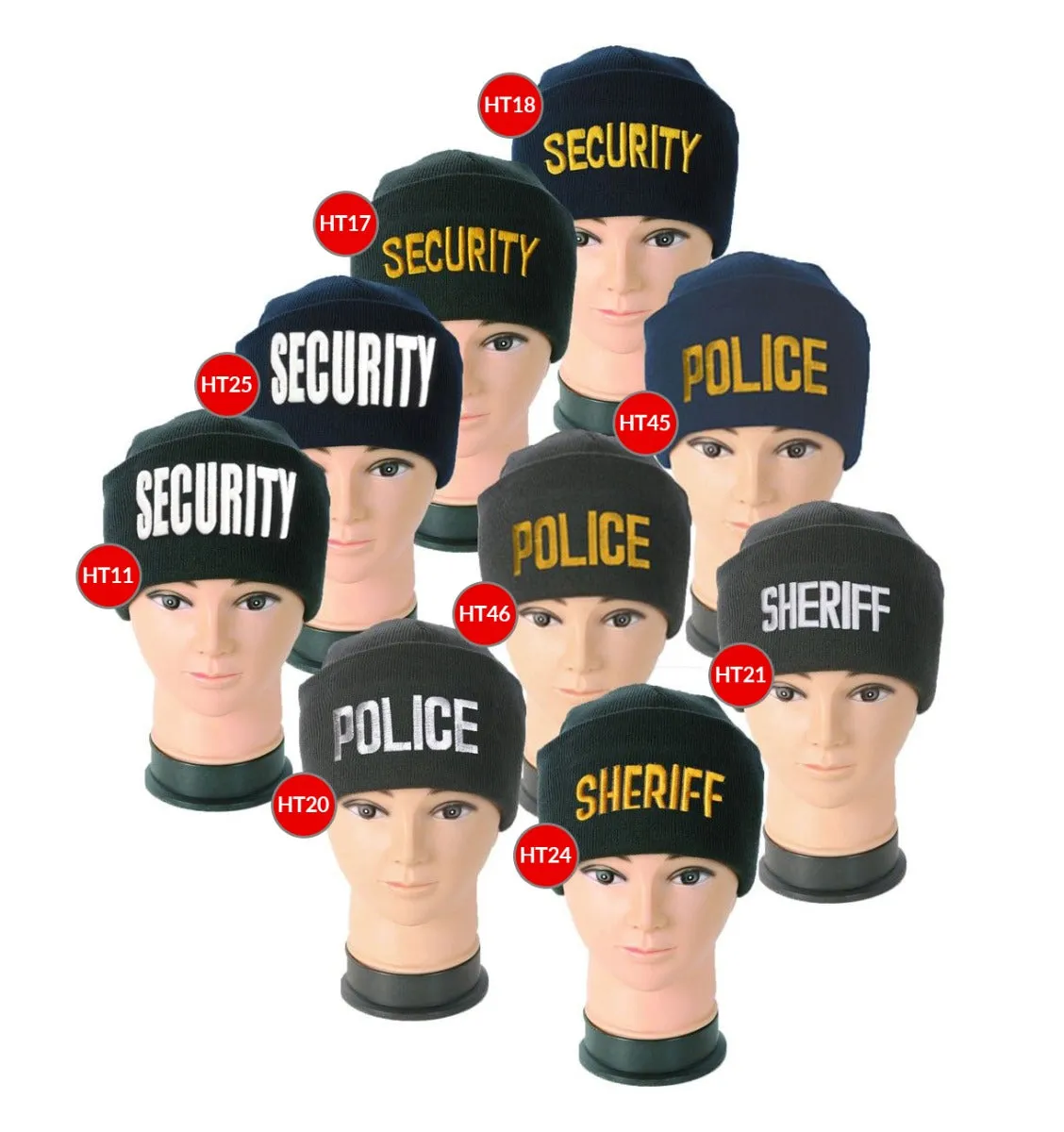 Embroidered Beanies with ID (Security, Police, Sheriff)