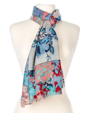 Floral Spring Scarf - Blue/Pink