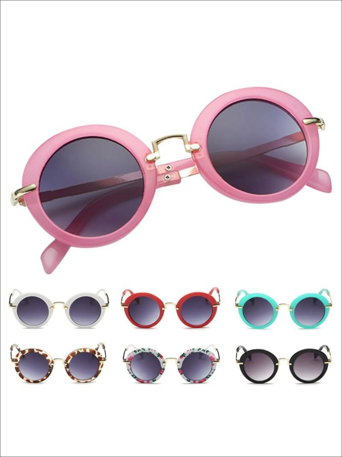 Girls Round Retro Sunglasses