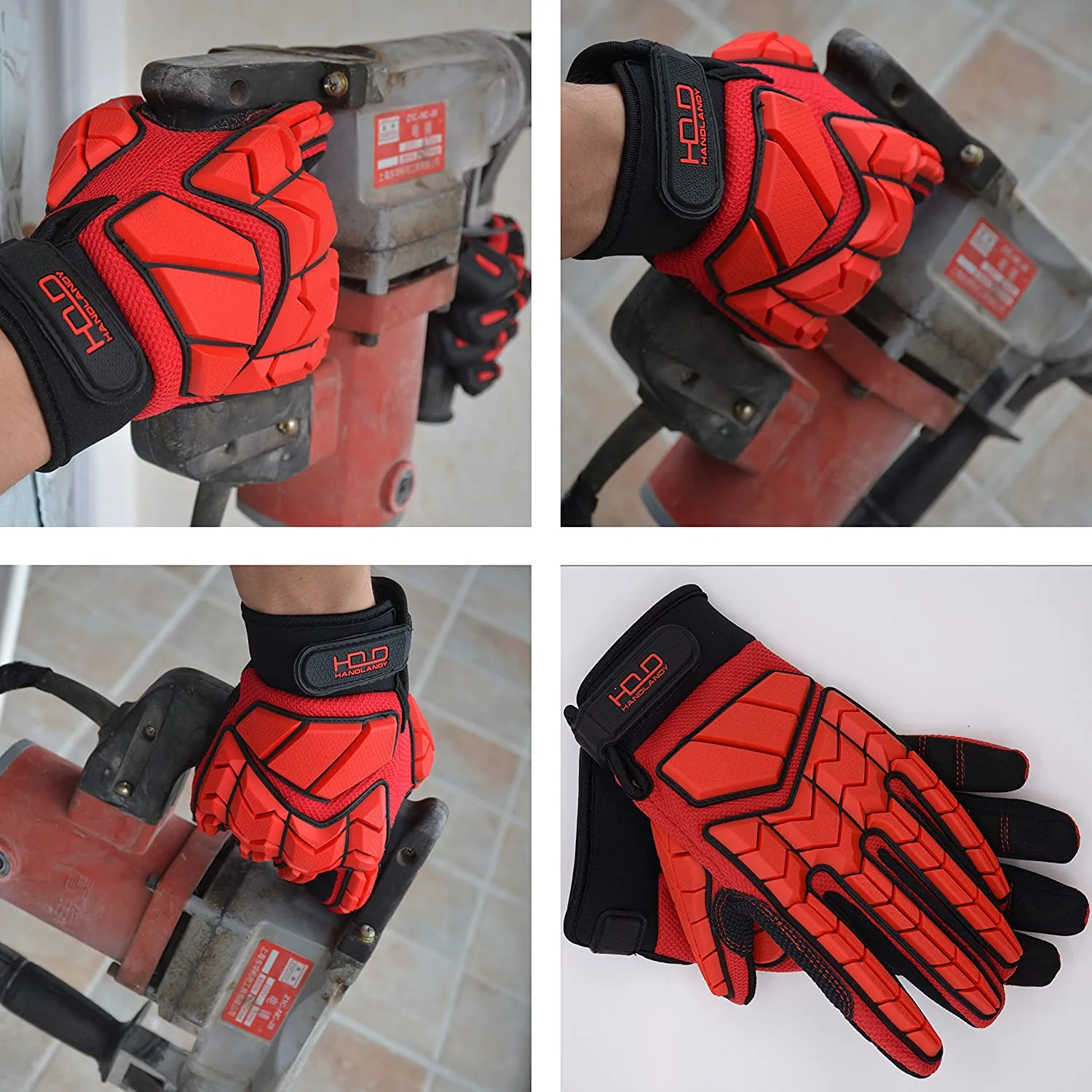 Handlandy Men Mechanic Anti Vibration Gloves Impact TPR Protector H635