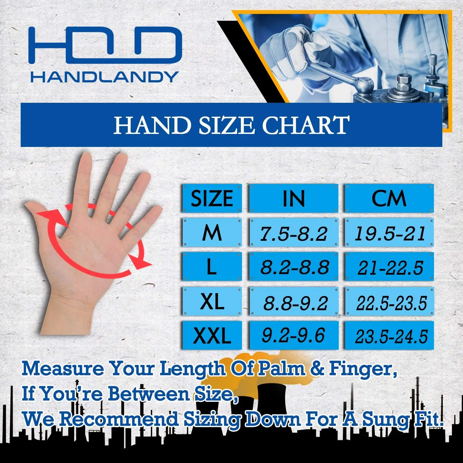 Handlandy Wholesale Men Work Glove Anti Vibration SBR Safety Impact Reducing H635 (36/72/120 Pairs)