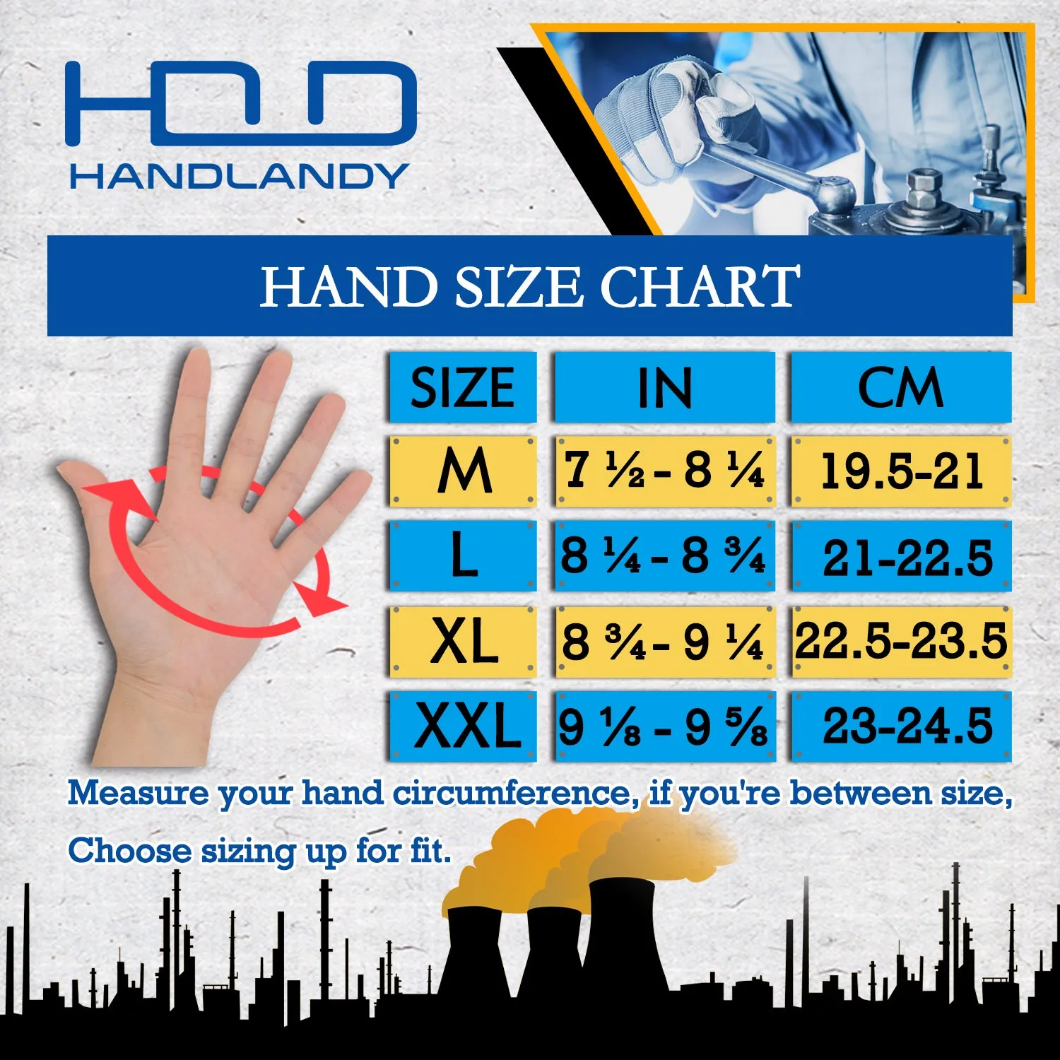 Handlandy Wholesale Men Work Glove Anti Vibration SBR Safety Impact Reducing H635 (36/72/120 Pairs)