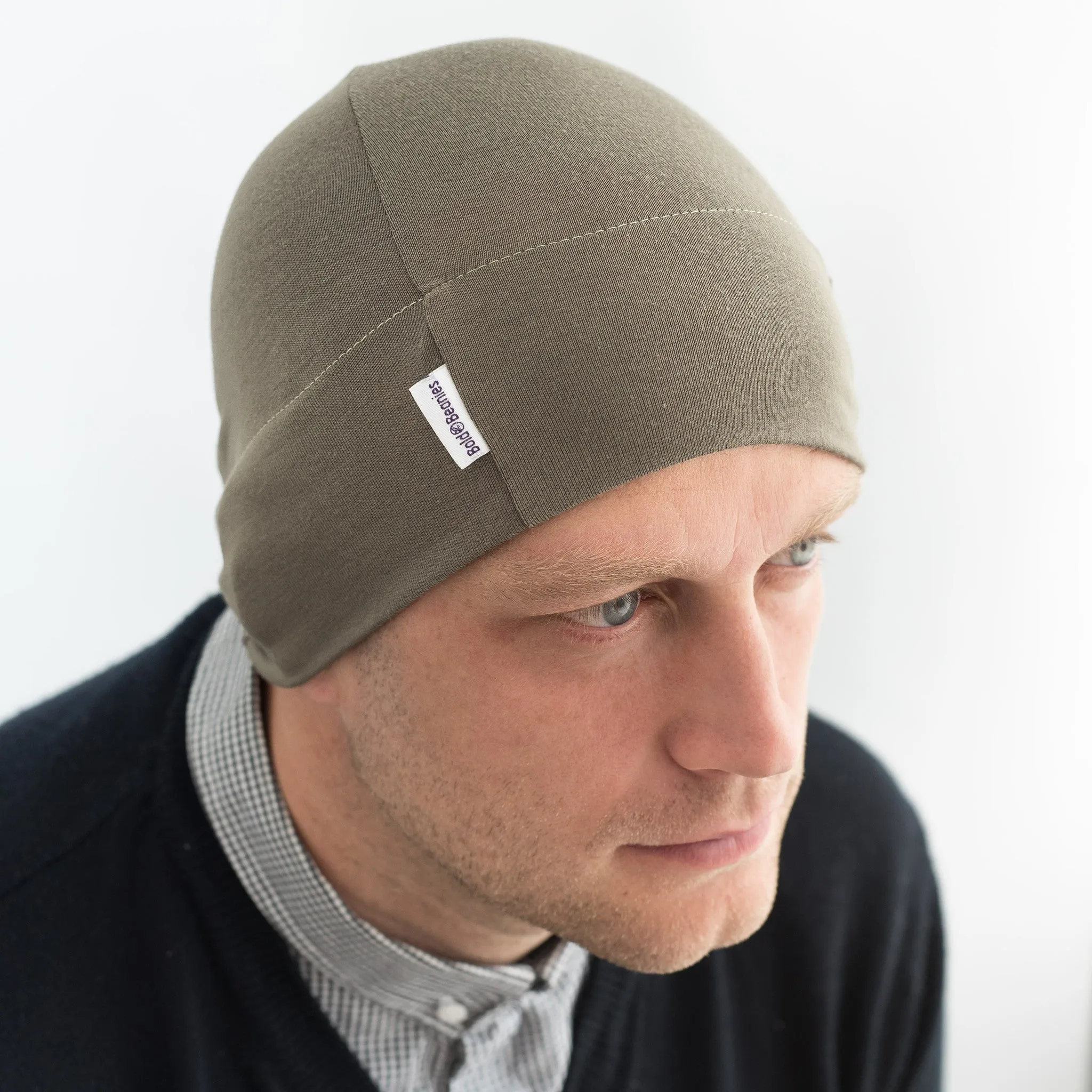 Khaki Mens Plain Chemo Day & Sleep Hat