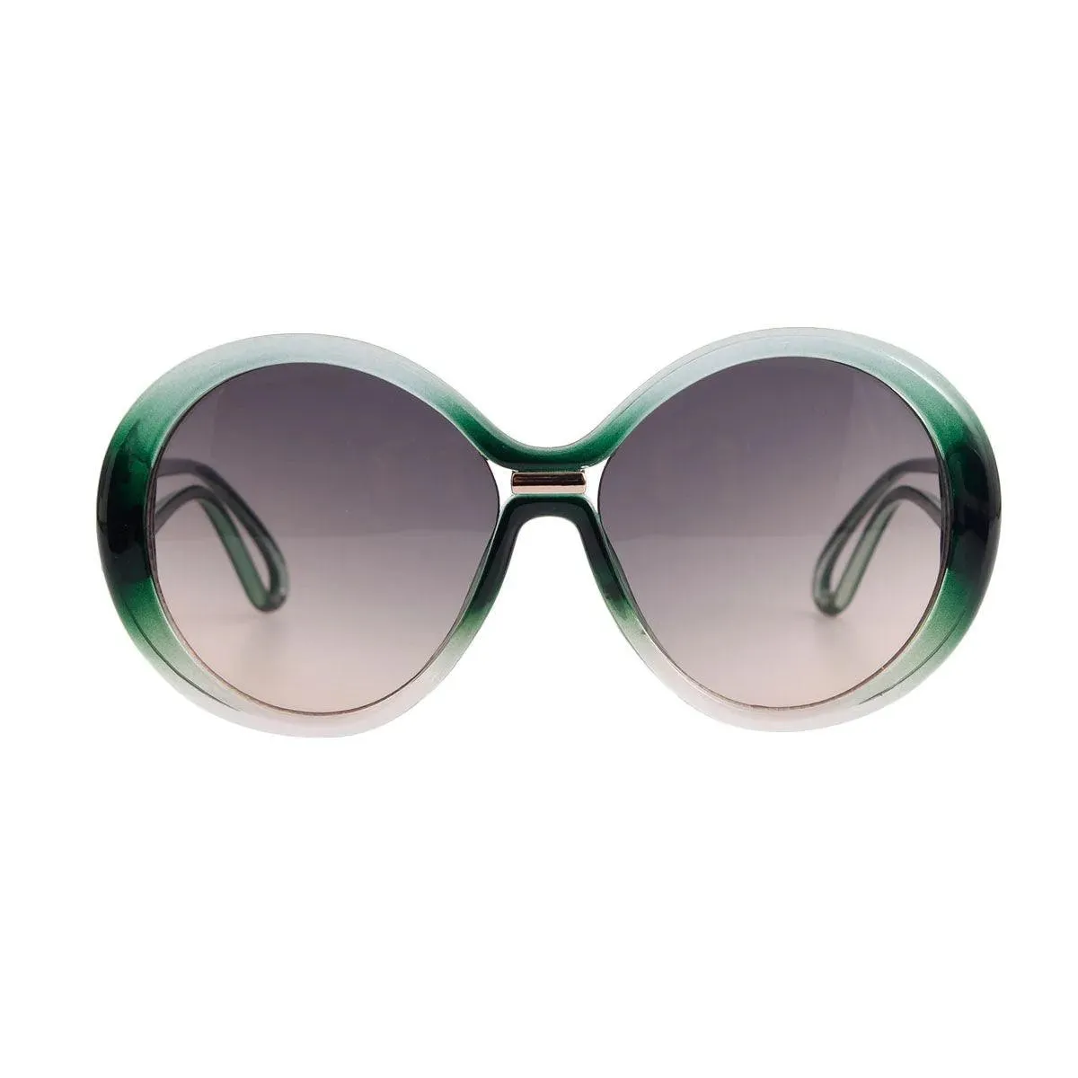 Ladies Sleek Gradient Round Sunglasses Timeless Feel in Green