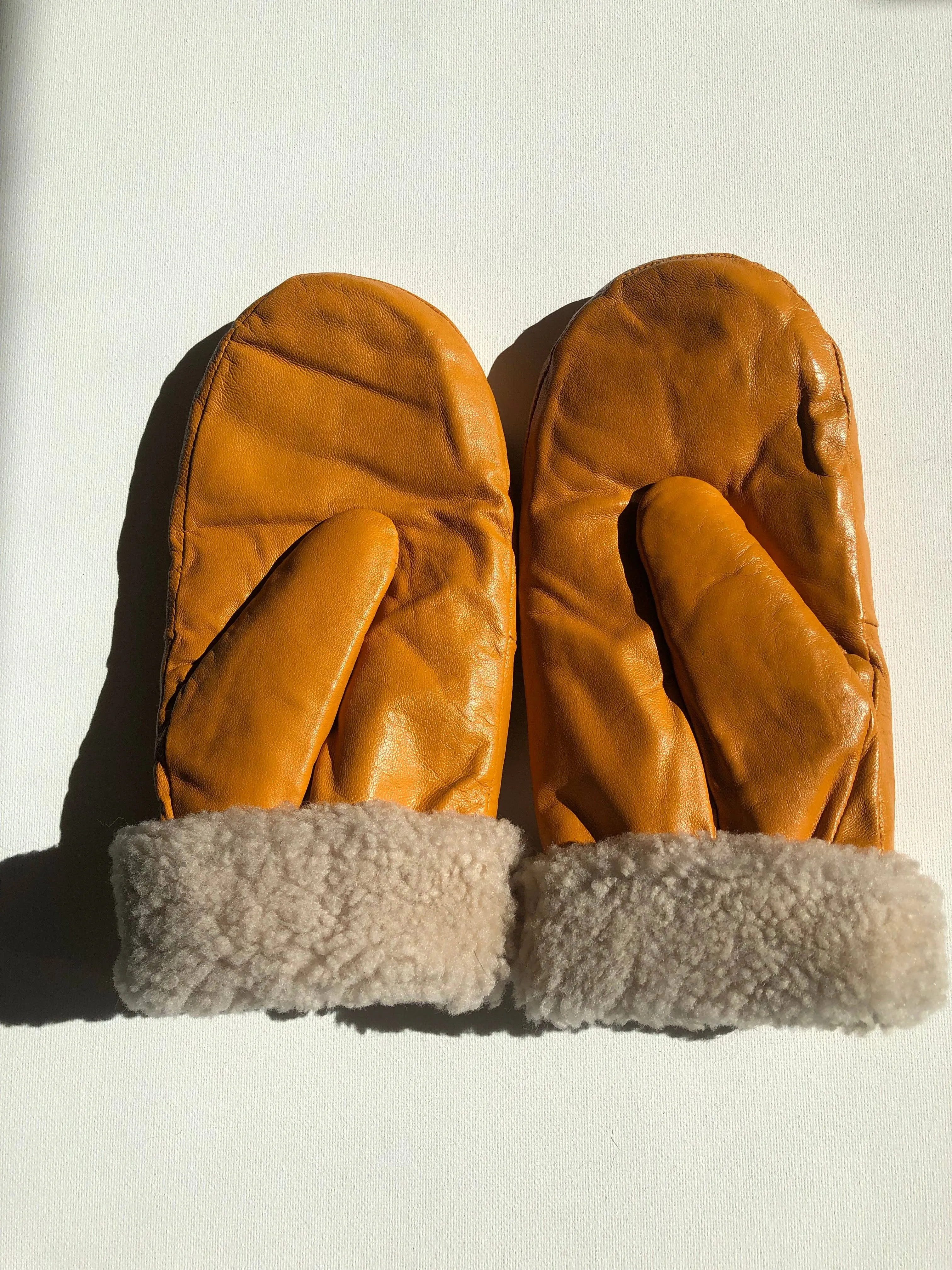 Leather Shearling Mittens