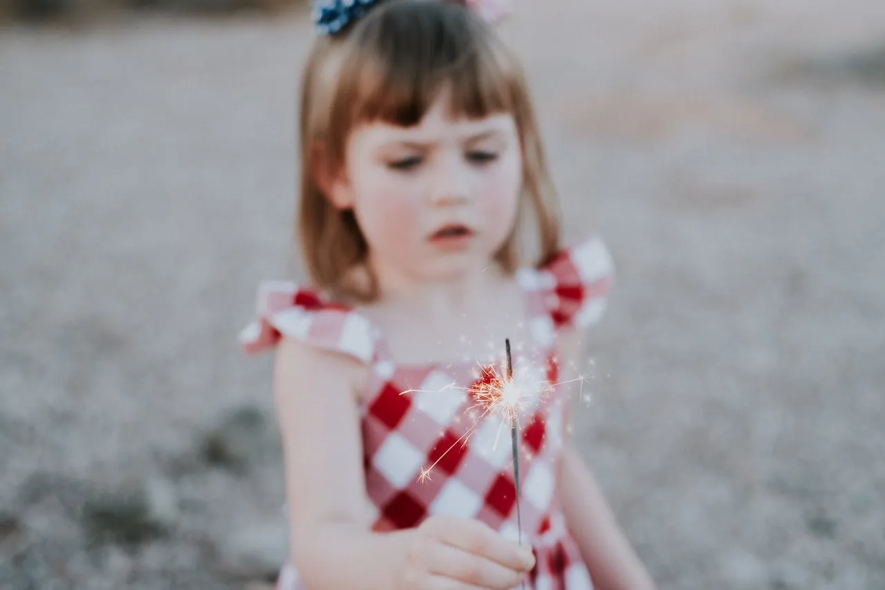 Little Girl's Red and White Buffalo Plaid Cotton Dress