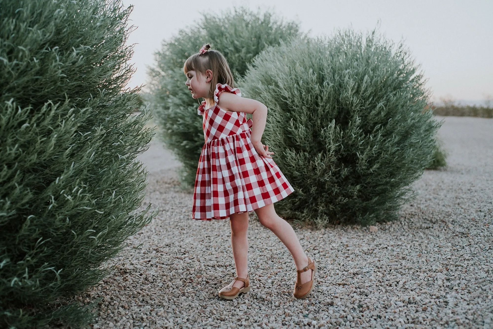 Little Girl's Red and White Buffalo Plaid Cotton Dress