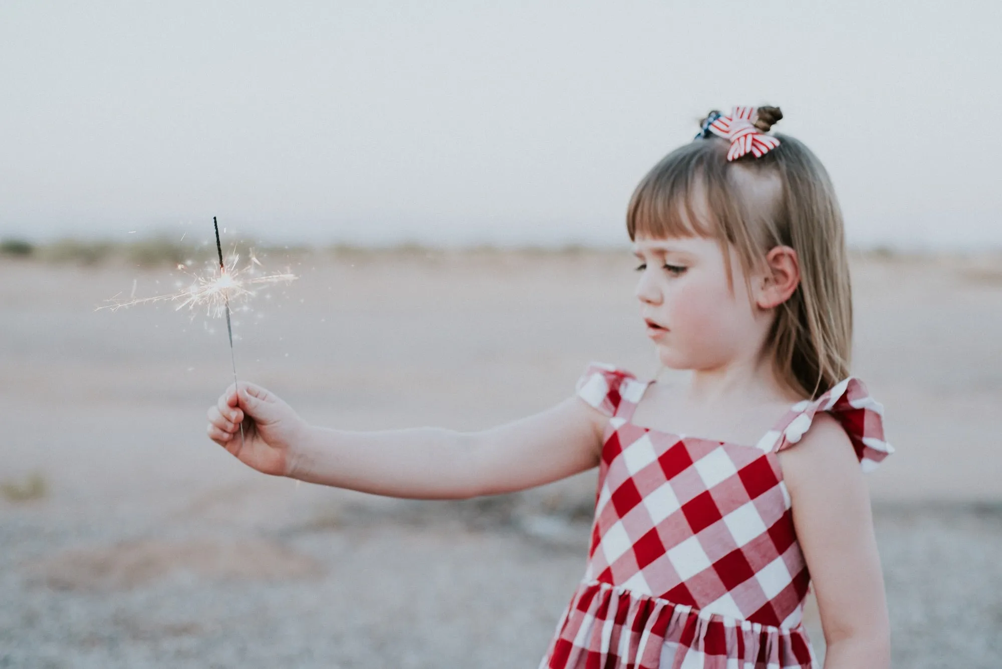 Little Girl's Red and White Buffalo Plaid Cotton Dress