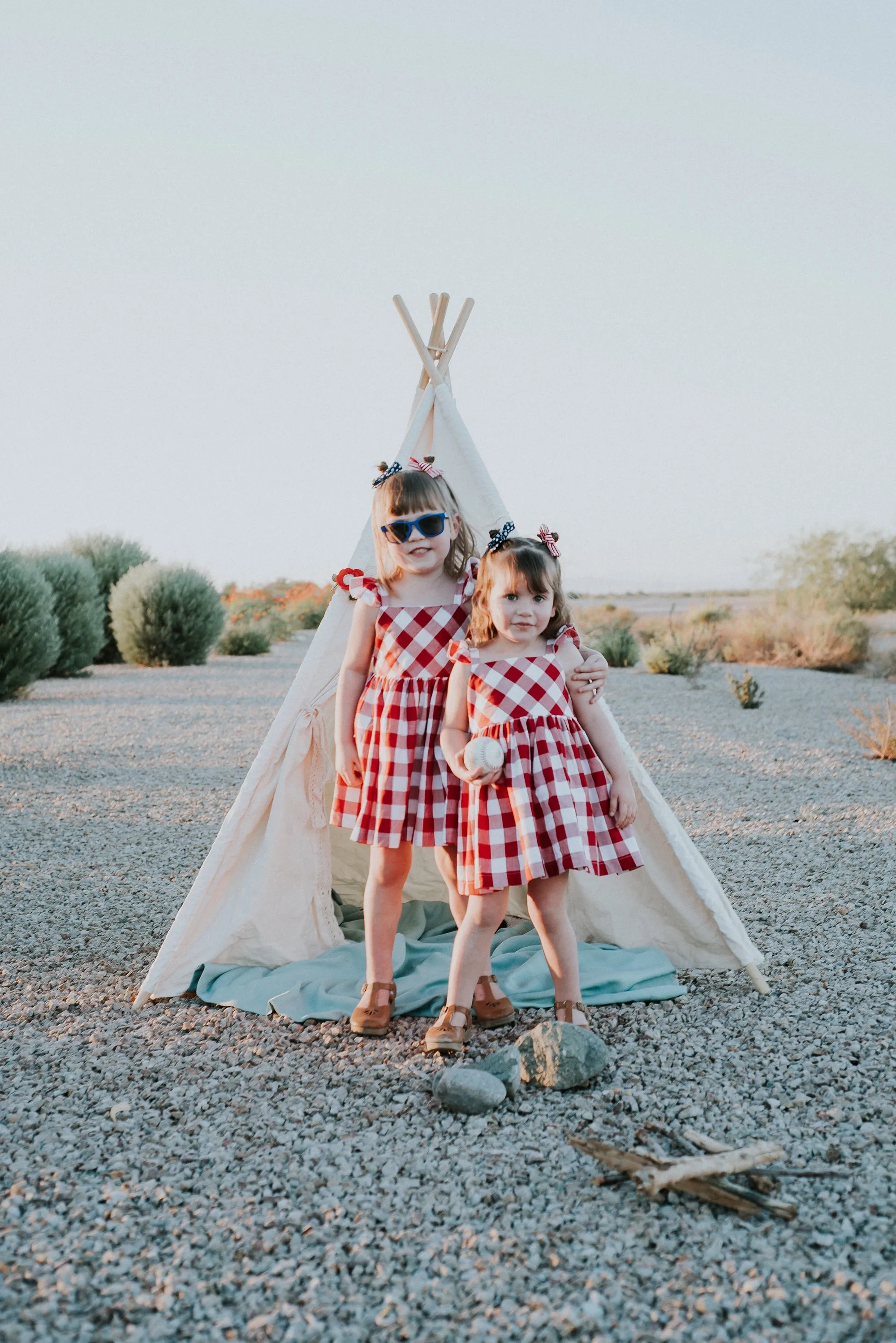 Little Girl's Red and White Buffalo Plaid Cotton Dress