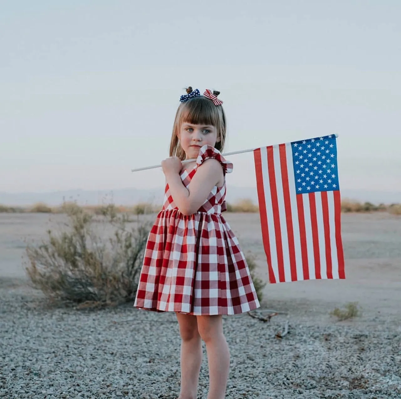 Little Girl's Red and White Buffalo Plaid Cotton Dress