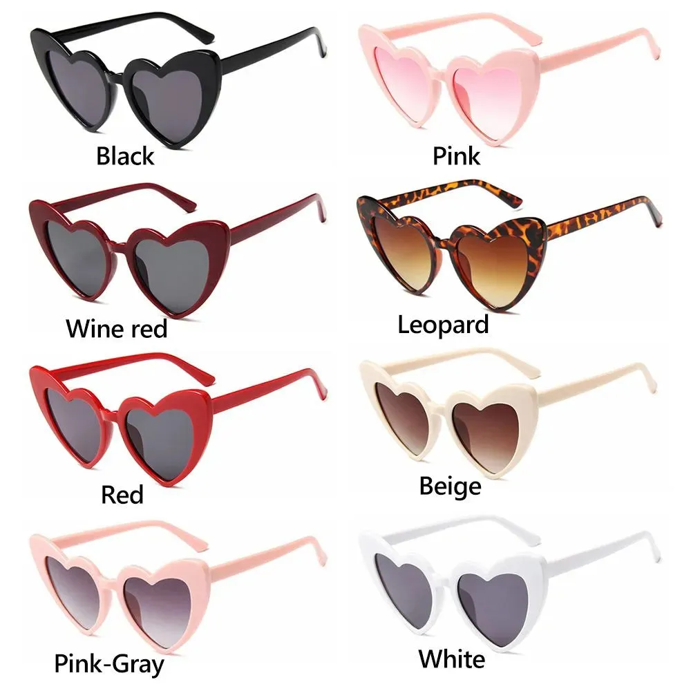 Love Heart Shaped Sunglasses Women Big Frame Fashion Cute Sexy Retro Cat Eye Vintage Sun Glasses UV400 Protection Unisex Eyewear