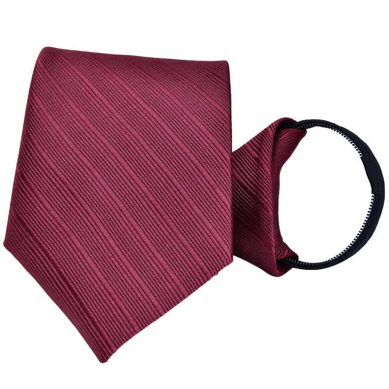 Men's Bussiness Zipper Tie Plaid Striped Necktie