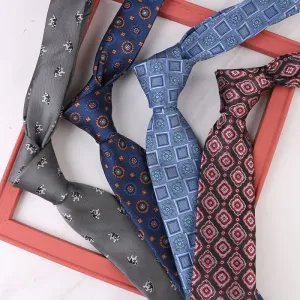 Men's Vintage Geometric Floral Motifs Necktie