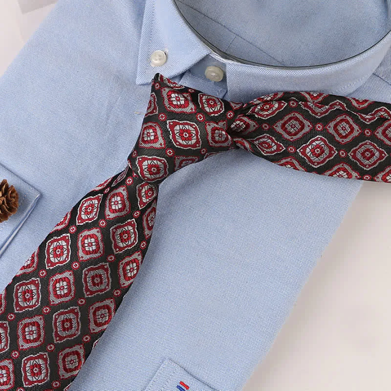 Men's Vintage Geometric Floral Motifs Necktie