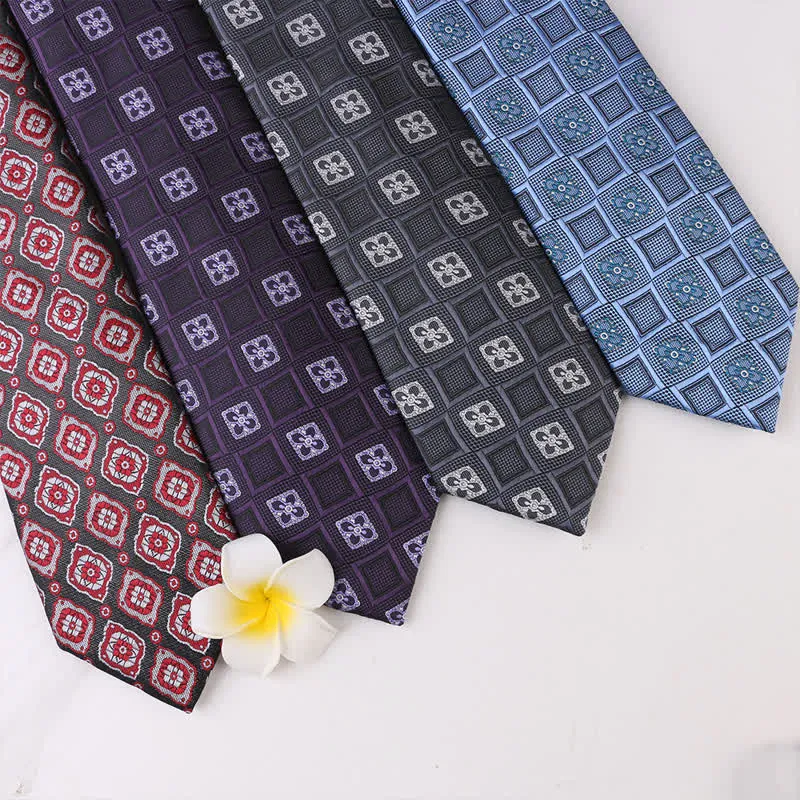 Men's Vintage Geometric Floral Motifs Necktie