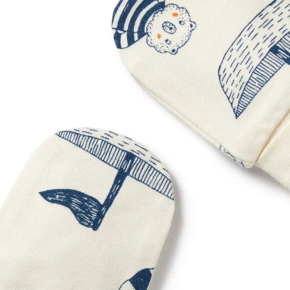 Nautical Bear Organic Mittens