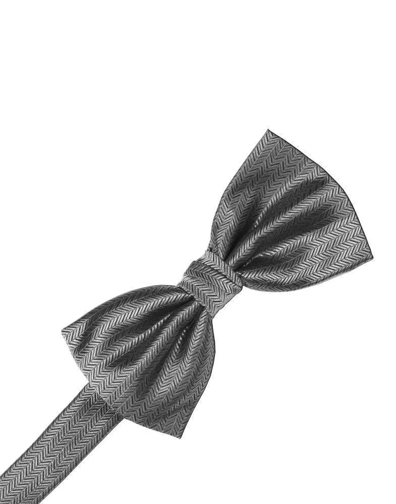 Navy Herringbone Bow Tie