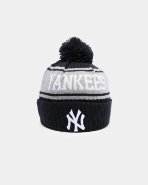 New Era New York Yankees Team Stripe Script Pom Beanie Team