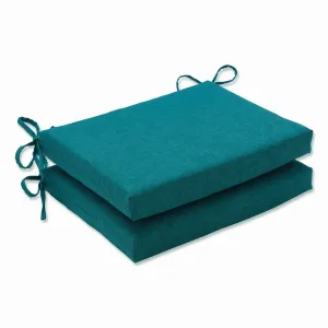 Outdoor/Indoor Rave Teal Squared Corners Seat Cushion (Set of 2)