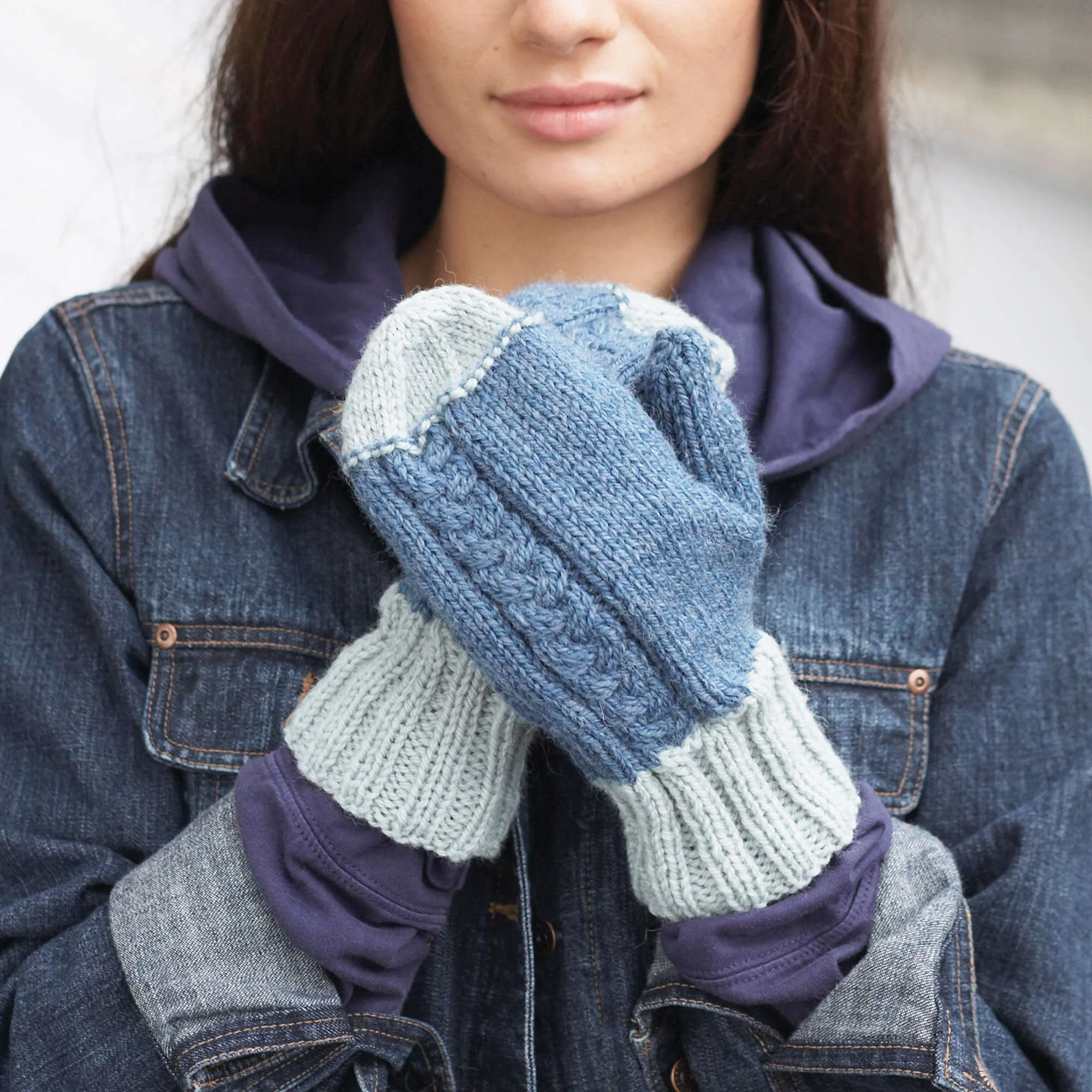 Patons Knit Off-Set Cable Mittens