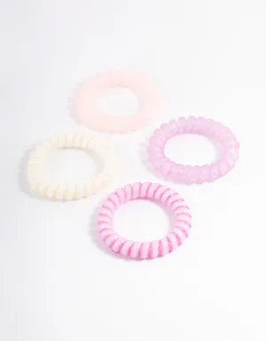 Pink Coil Hair Tie 4-Pack