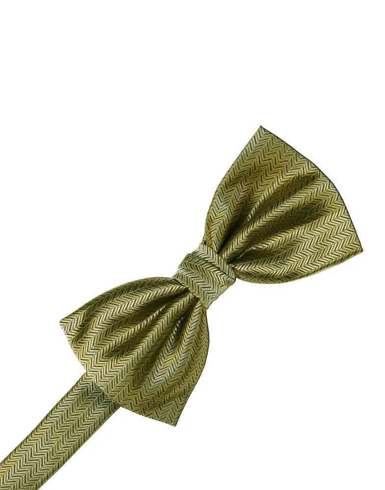 Pistachio Herringbone Bow Tie