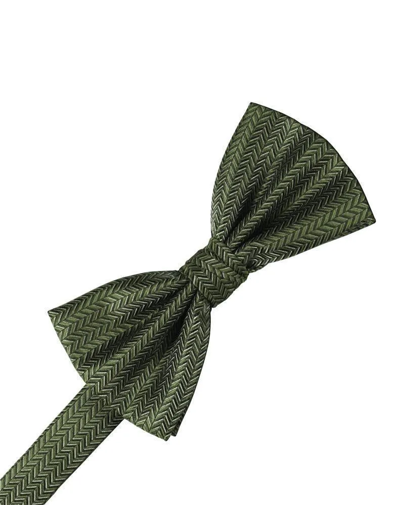 Pistachio Herringbone Bow Tie