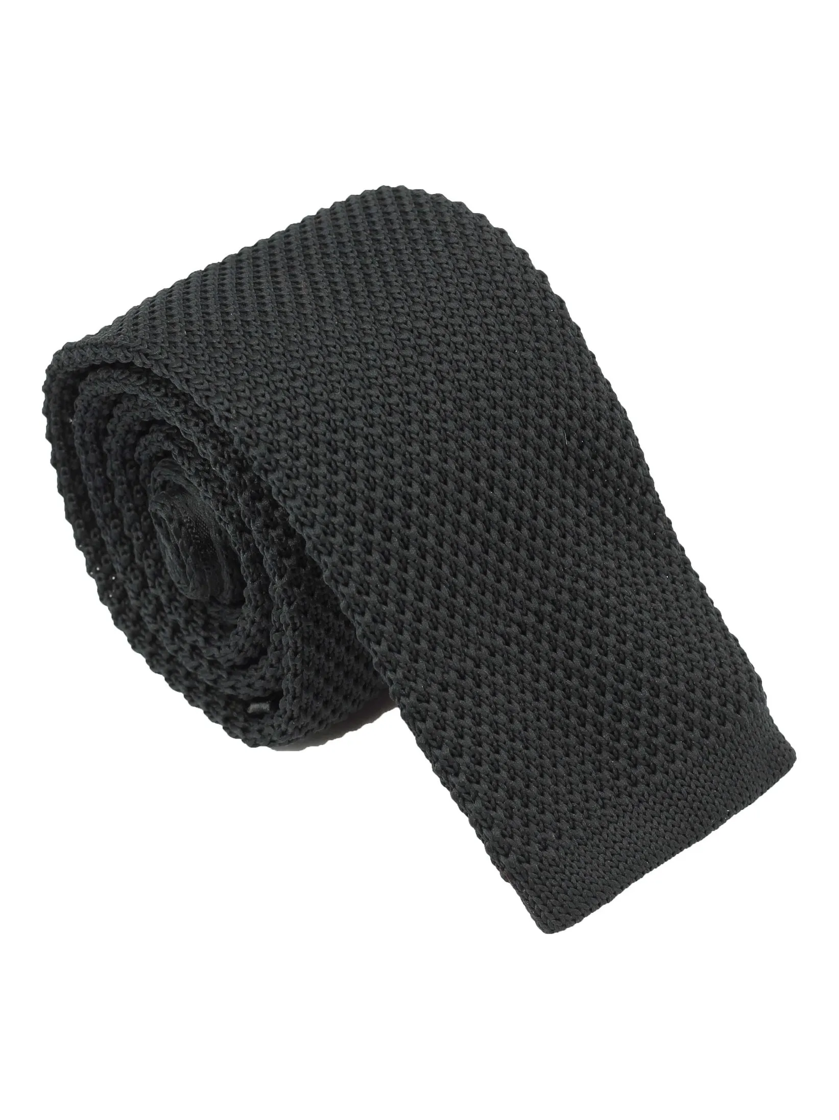 PLAIN BLACK KNITTED TIE